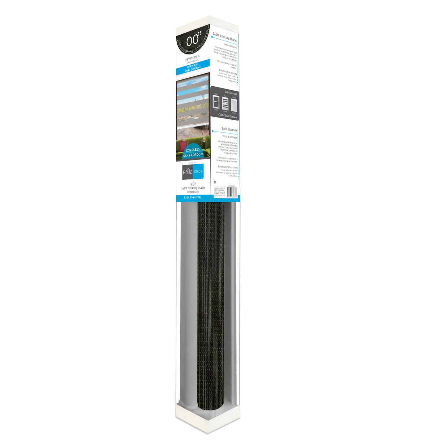 Cordless Roller Shade - 36''W x 84''L - Coffee