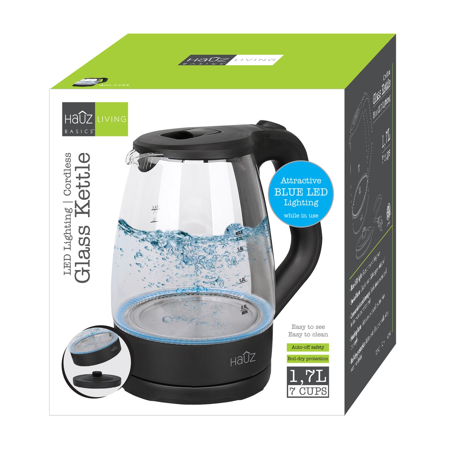 Glass Kettle 1.7L - Black
