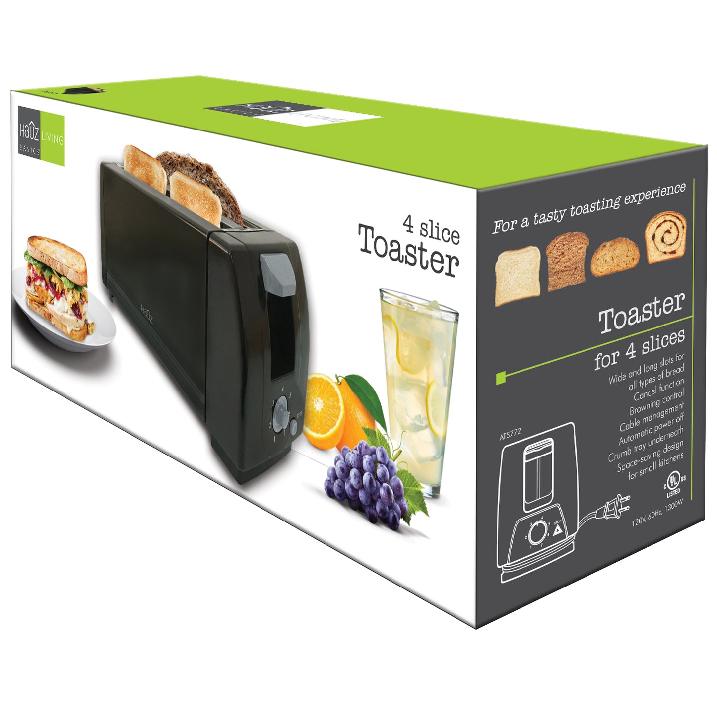 4 Slice Toaster - Black