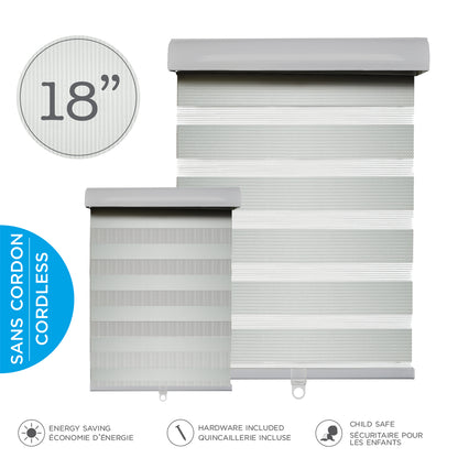 Cordless Roller Shade - 18''W x 36''L - Grey