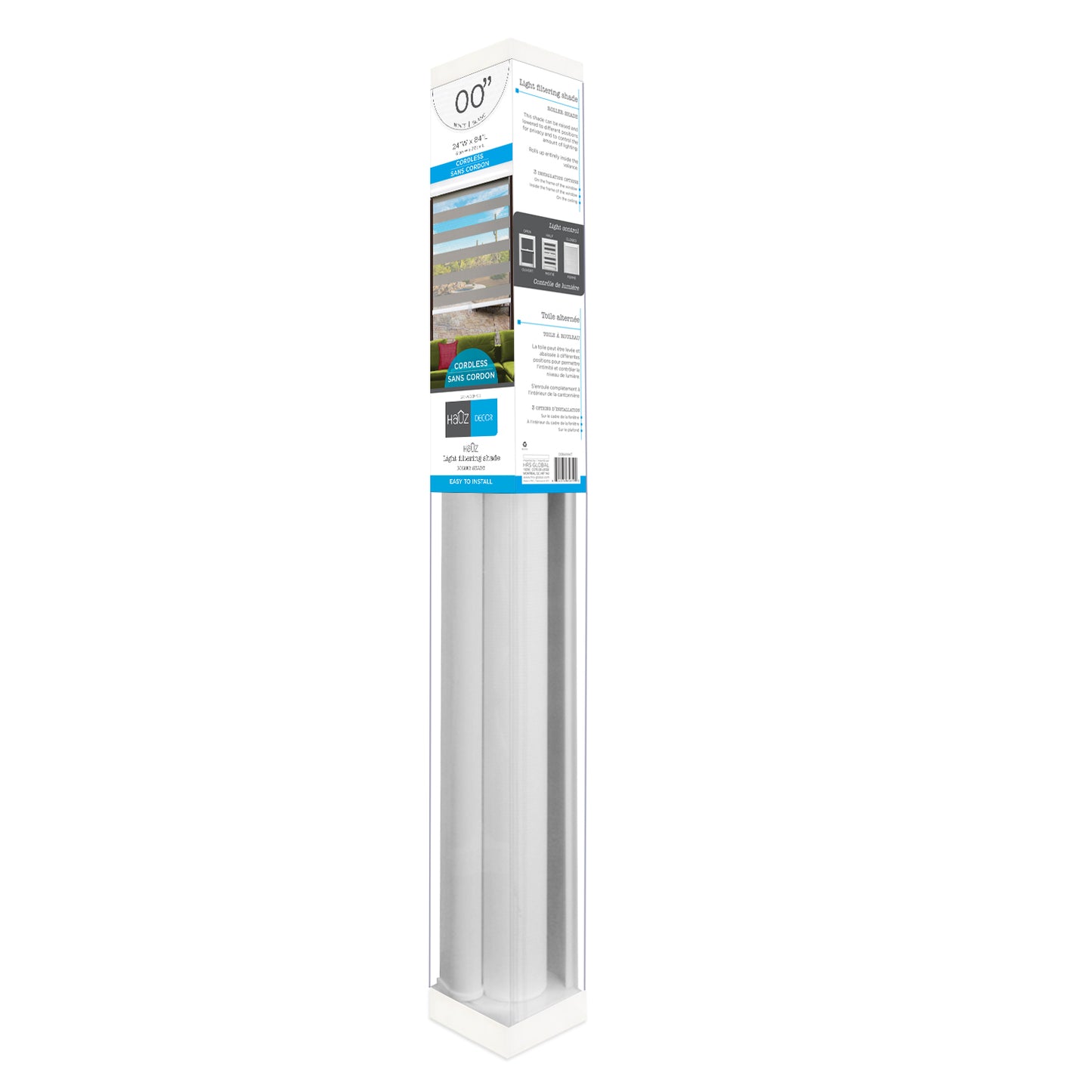 Cordless Roller Shade - 68''W x 84''L - White